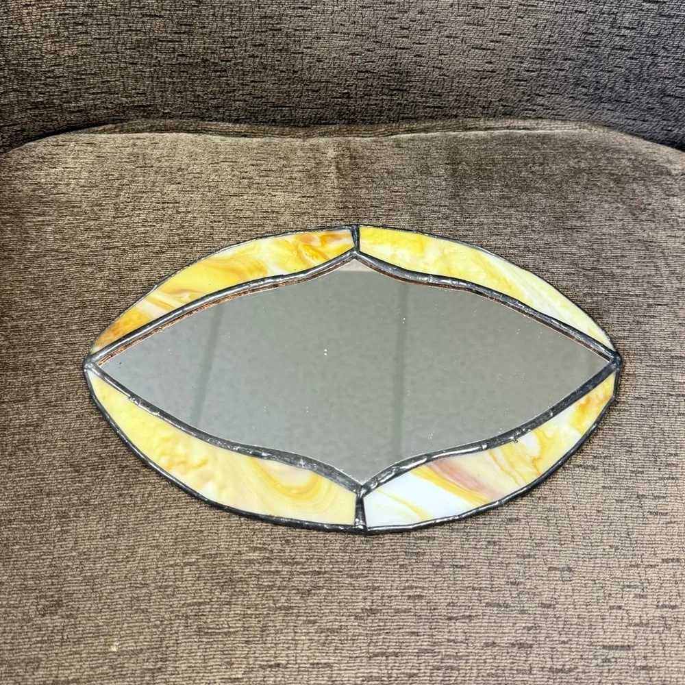 Vintage Yellow Stained Glass Accent Wall Mirror